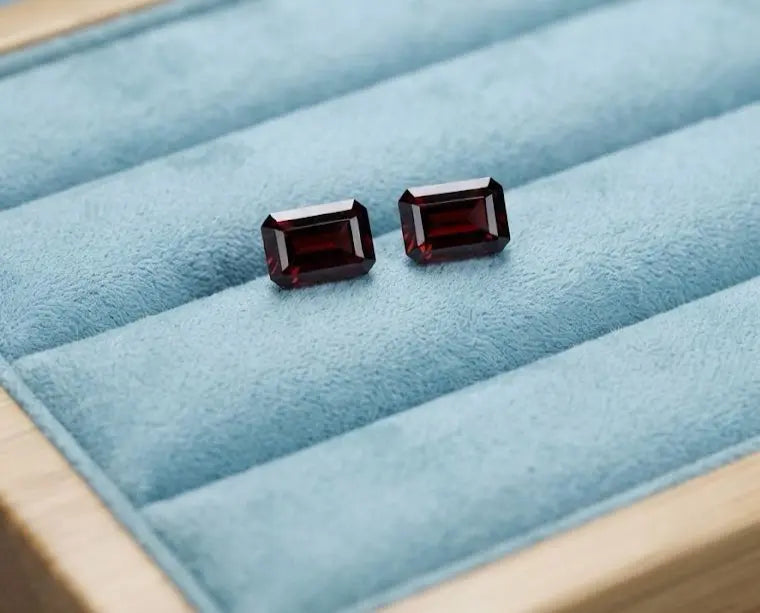 Natural Quality 2 Garnet Gemstones From Brazil, Dimension 6 x 9 mm, Weight 1.53 Ct, Shape Emerald Cut, GEM-ABC-330